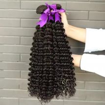 28 30 32 Inches Brazilian Deep Wave Remy Double Weft Soft Thick Hair Bundles 100% Unprocessed Natural Color One Piece Extensions