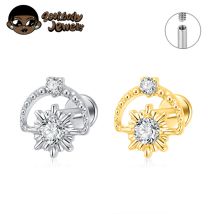 ASTM Titan mit CZ Bright Sun Piercing Labret Lab Stud Tragus Ohrstecker Zirkon Knorpel Helix Medusa Monroe Körperschmuck