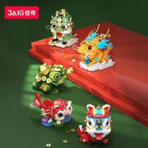 JAKI Kinderbausteine Spielzeug Nationale Flut Sauggold Xianglong Nafu Löwe kreative Modelldekoration Neujahrsspielzeug