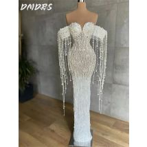 Luxuriöses Perlen-Hochzeitskleid 2026 Elegantes Schulterfreies Brautkleid Formelles Ballkleid für Saudi-Arabien Maßgeschneidertes Kleid