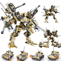 SEMBO 1075 stücke Tank Transforming Mech Roboter Modell Bausteine MOC Military Serie Fahrzeug Montage Ziegel Spielzeug für Jungen Geschenke
