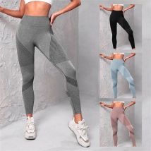 Abbigliamento yoga in maglia, pantaloni sportivi senza cuciture che modellano i fianchi, pantaloni fitness da donna effetto push-up, pantaloni yoga sportivi aderenti e traspiranti
