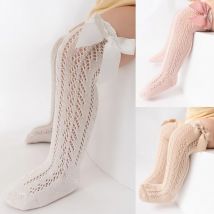 0-7 Jahre Sommer Kinder socken mit Bogen Baby Mädchen lange Socke kniehohe Baumwolle aushöhlen Kleinkinder Socken Mesh Kinder Prinzessin Socken