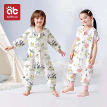 AIBEDILA Kinderschlafsack für Kinder 0–7 Jahre Kinder Overall Sommer Baby Schlafsack atmungsaktiv Bambus Baumwolle frischer Grasdruck