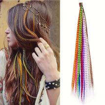 Estensioni dei capelli con piume vibranti a 10 fili - 10 colori, 16 pollici, kit di piume sintetiche per capelli di colore misto per tutti i tipi di capelli