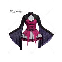 In Stock MEOWCOS Women's Corset Dress Gothic Punk Polyester-Cotton Satin Short Dress Incorporating Eements of Hearts and Bats