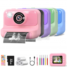 Fotocamera per bambini Stampa istantanea Telecamera per stampa termica HD 1080P Mini fotocamera digitale da 2,4 pollici per bambini