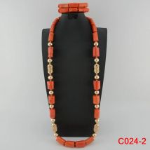 Fashion Wedding Accessories Natural Coral Necklace Female Nigeria Wedding Beads African Bride Wedding Jewelry Set