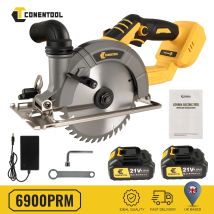CONENTOOL Brushless Electric Circular Saw 165mm Cordless Handheld Circular Saw Blade 45° Oblique Cut for Makita 18V Battery Pin