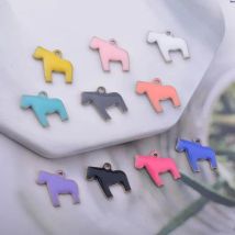Clearance 30pcs 13*10mm Copper Both Side Enamelled horse  Charms Animal Pendant No Fade
