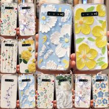 Blaue helle Blumen Handyhülle für Samsung Galaxy S25 S24 S23 S22 S21 S20 Ultra Plus FE S10e S10 Plus S9 Plus S9 5G Klare Abdeckung