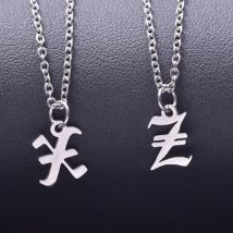 Cute Old English Alphabet Pendant Necklace Link Chain Stainless Steel A-Z Letters Necklaces For Women Men Jewelry Vintage Choker