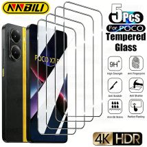 NNBILI 5-1Pcs Vetro temperato 9H per Poco X7 Pro 5G Vetro protettivo PocoX7Pro Poko Little X7Pro X 7Pro Pellicola protettiva per schermo HD