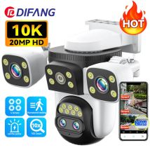 10K Three Screen WiFi Camera Outdoor 10X Zoom PTZ Video Street Camera Ai Tracking Security Protection CCTV Surveillance Camera