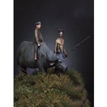 Unassambled 1/35 MODERN CHILD AND cattle Resin figure miniature model kits Unpainted