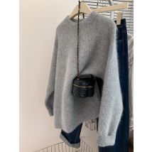 Frauen Strickwaren Pullover Mode Vintage Einfarbig Pullover Übergroßen Lose Gestrickte Pullover für Frauen 2024 Herbst Neue