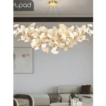 Scandinavian Unique Long Ginkgo Biloba Chandelier Golden Silver Leaf Chandelier Living Room Dining Room Bedroom House Decoration