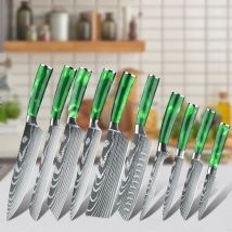 ZENG Set regalo di coltelli da cucina Coltello da chef di alta qualità Taglierina per carne con motivo damasco laser in acciaio inossidabile con manico in resina