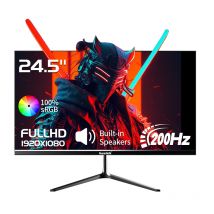 Gawfolk Gaming-Monitor 24,5 Zoll gebogen 200 Hz, PC-Bildschirm Full HD 1080P, IPS-Direktoberfläche, rahmenloser Computermonitor mit FreeS