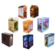 DIY Mini 3D Puzzles Holz Puppenhaus Kit Buch Nook Kit Montage Gebäude Modell Bücherregal Puppenhäuser Spielzeug Für Kinder Geschenke