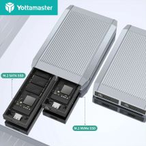 Yottamaster 10 Gbit/s werkzeugloses Dual Bay M.2 NVMe 2-Bay-SSD-Gehäuse USB3.2 Typ C NVMe PCIE und 6 Gbit/s SATA externes Festplattengehäuse