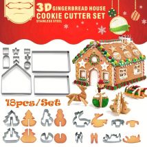 18 teile/satz Weihnachten Lebkuchen Haus Edelstahl Cookies Schneiden Form Hause DIY Weihnachten Party Backen Zubehör