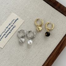 New 925 Sterling Silver Drop Earrings Heart Irregular Pearl Vintage Golden For Women Girl Gift Jewelry Dropshipping Wholesale