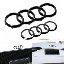 Per Audi A3 A4 A5 A6 A7 Q2 Q3 Q5 Q8 TT ABS Nero Cofano Anteriore Cofano Griglia Tronco Posteriore Emblema Logo Distintivo Decalcomania 4 Anello Logo