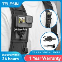 TELESIN 360 °   Supporto per cinghia per zaino con rotazione per GoPro Hero 13 12 11 10 9 8 7 6 5 Insta360 SJCAM EKEN DJI Osmo Action Accessori