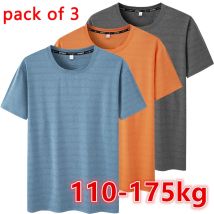 3'lü paket Yaz Spor Tişört Erkekler için Artı Boyutu 6XL/7XL Hızlı Kuru Tee Büyük Boy Yuvarlak Boyun Kısa Kollu Spor koşu tişörtü