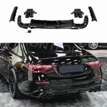 Abs hells chwarz kit stoßstange front lippen splitter hinterer diffusor spoiler düse für w223 mercedes s-klasse s400 s450 2021 2022 2023