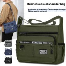 Borsa a tracolla da uomo con tasche multistrato, tracolla regolabile, borsa business a spalla singola