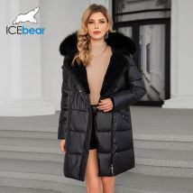 Eisbär 2024 neue Winter Daunen jacke Thermo Kapuze abnehmbare Pelz Natur pelz Kragen elegante einfarbige dicke Jacke gwd4622i