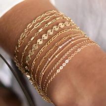 10 Stück zierliche goldfarbene Ketten armbänder für Frauen vergoldete Glieder ketten armbänder für Frauen trend ige stapelbare Schmuck geschenke
