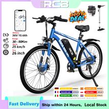 Bicicletta elettrica RCB per adulti RK15, bicicletta elettrica da 26" per pendolari con batteria rimovibile da 36 V 10,4 Ah, motore da 250 W, velocità massima di 25 km/h, autonomia di 30-35 km, cambio