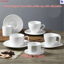 Kreatives Kaffeetassen- und Untertassen-Set aus Keramik in Weiß