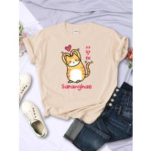Als ein Herz kleine orange Katze süßes T-Shirt weibliche Cartoon Hip Frauen Hop Kurzarm atmungsaktive übergroße lustige Mädchen T-Shirts