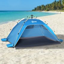 Outsunny Tienda de Playa Pop-up con 2 Puerta 2 Ventanas 220x173x120 cm Azul