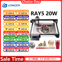 LONGER RAY5 20W Incisore Laser Touch Screen Chipset a 32 bit WIFI 0.08*0.1mm Macchina da taglio per incisione a punti laser Area 375*375mm