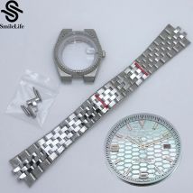 SmileLife 39,5 mm Land-Dweller-Uhrengehäuse mit Armband und 33,8 mm Zifferblatt, grünes Lume-Saphirglas, passend für NH35-Uhrwerk, Uhrenteile