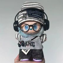 For Labubu 15-17cm Cloth Korean Grey Star Hat Suit Pull Bubu Baby Clothes 123rd Generation High-energy Hope Vinyl Doll Clothes