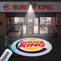 Proiettore con logo a LED con rotazione dell'immagine impermeabile IP67 per esterni Rersonnalisé con luce pubblicitaria Gobo personalizzata sul pavimento d'ingresso del negozio