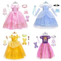 Mädchen Rosa Schulterfreie Tutu Kleider Kleine Mädchen Sommer Kindergeburtstag Party Prinzessin Kleid Auora Belle Cinderella Cosplay Kostüme