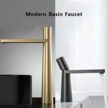 Modern Basin Faucet Brushed Gold Brass Bathroom Mixer Faucet Grey Washbasin Faucet Single Handle Single Hole Wash Sink Water Tap
