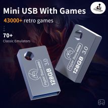 Hyper Base Mini 128GB USB 3.0 Festplatte mit vorinstallierten 43000 Retro-Spiele-Emulatoren für PS3/PS2/XBOX/Wii/MAME/NES/N64 für Windows PC.