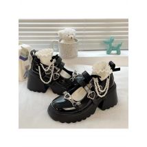 2025 New Women's Heart-shaped Lolita Shoes Cute Sweet Girl Patent Shoes Mary Janes High Heels Chunky Pumps Ladies Platform Shoes