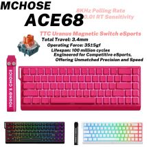 MCHOSE ACE68 Magnetyczna Klawiatura Przewodowa Mechaniczna ACE60 Pro do Gier 0.01mm RapidTrigg 8000Hz SOCD/Rs 0.125ms 128K Częstotliwość Próbkowania