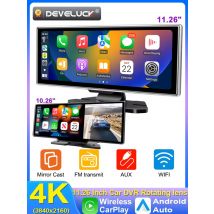 10/11.26 inch Dash Cam 4K Car DVR Wireless Carplay & Android Auto GPS Navigation Video Recorder Dashboard Dual Lens Wifi FM AUX