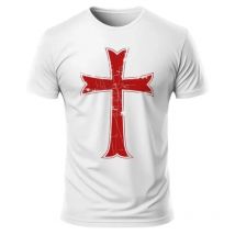 Crusader Red Cross Knights Templar Christian Faith Graphic T-Shirt Short Sleeve Crew Neck Religious Top Casual Tee for Men