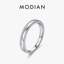 MODIAN Solide 925 Sterling Silber Einfache Stapelbare Einfache Finger Ring Trendy Pflastern Einstellung CZ Für Frauen Feine Weibliche Schmuck Geschenke